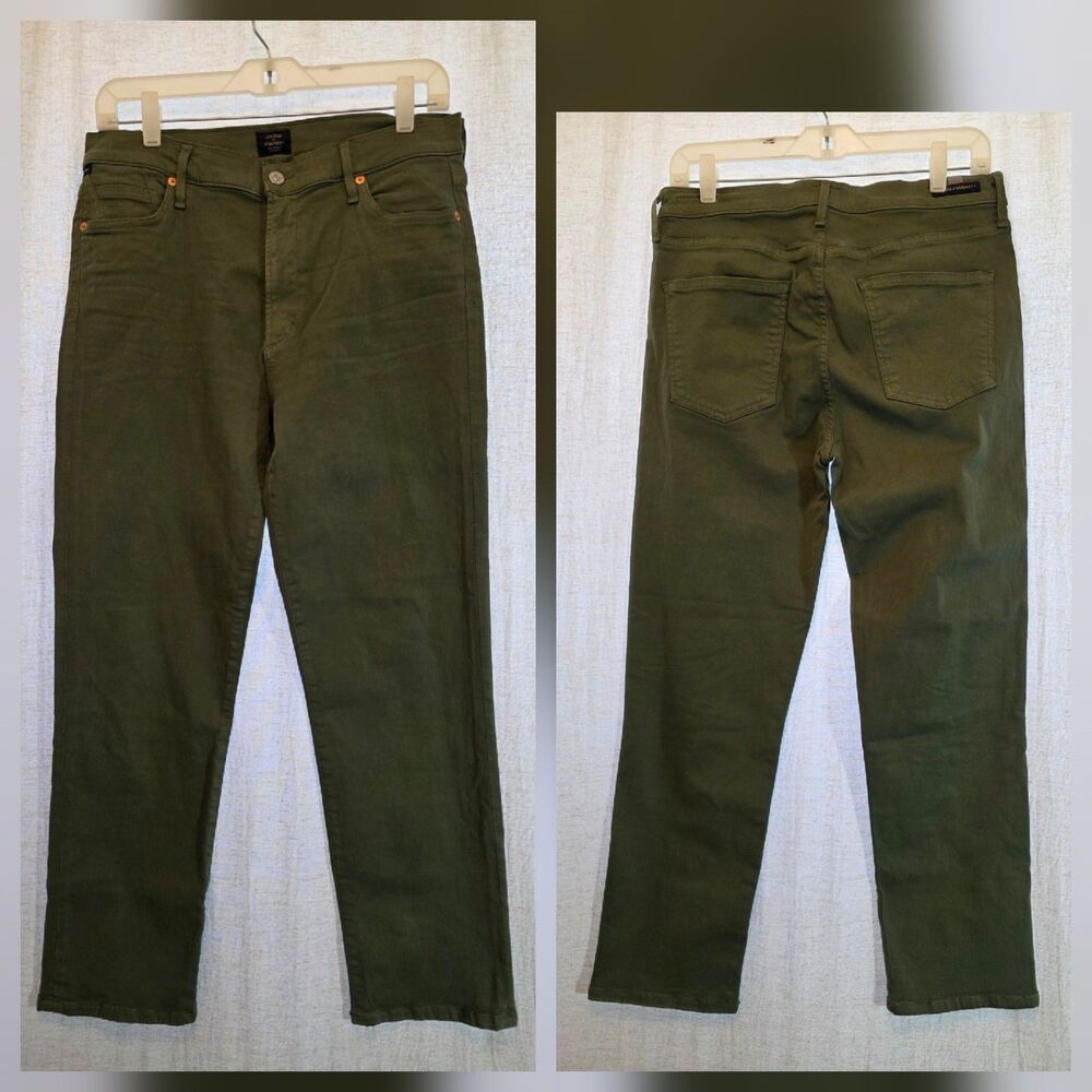 Citizens Of Humanity Jeans Cara High Rise Cigarette Ankle Army Olive Green Sz 32